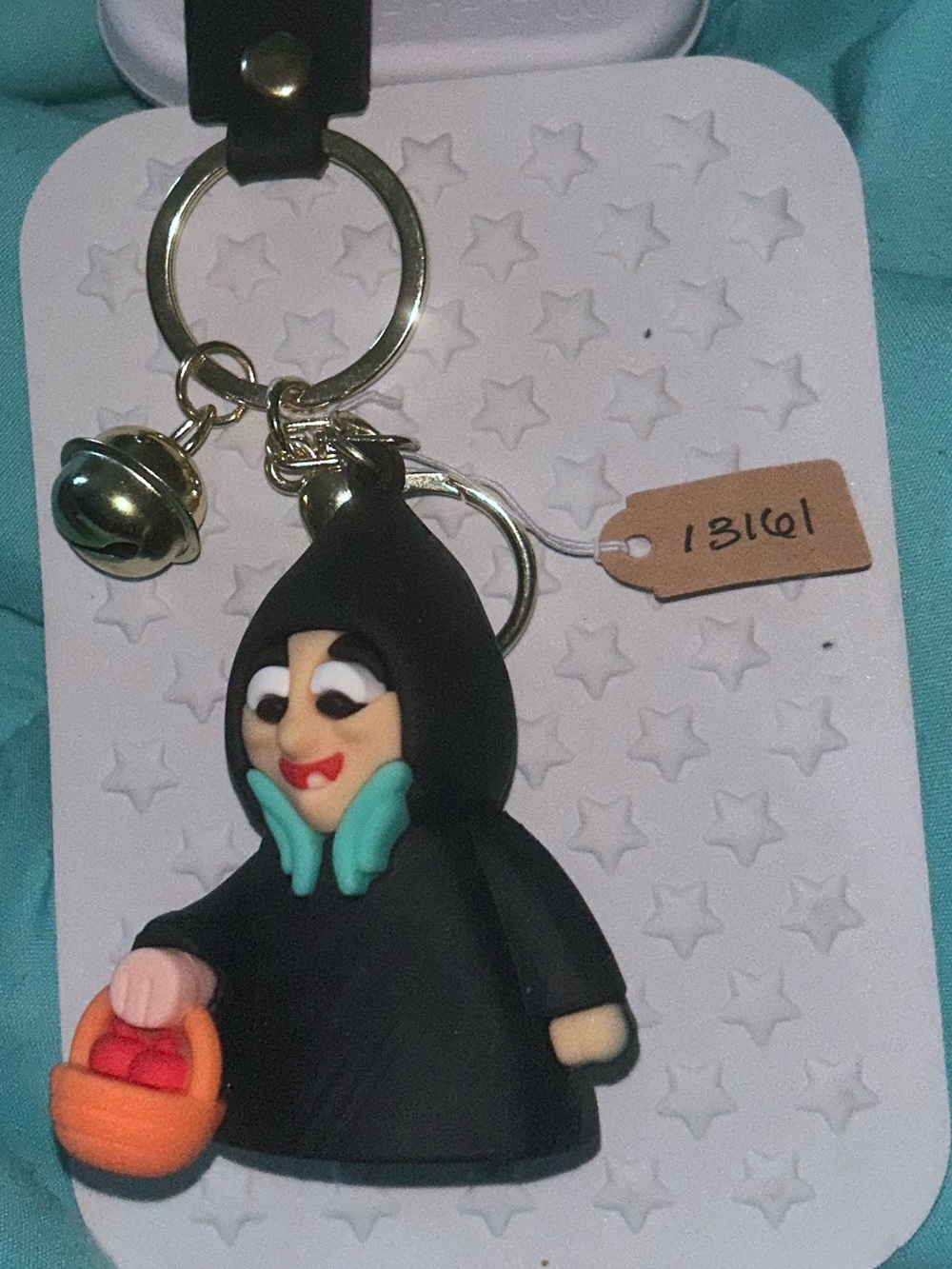 Villain Snow White Evil Witch Keychain - Black with Teal Accents